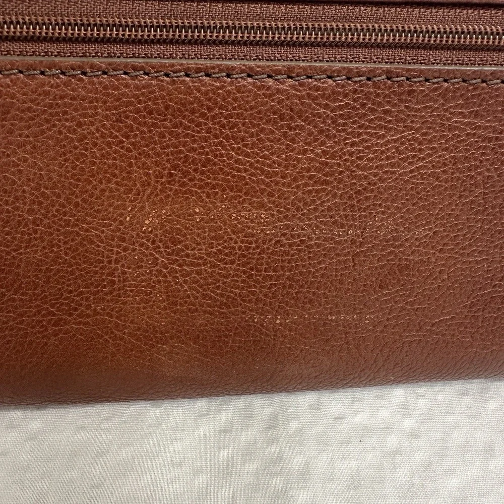 Brown Fossil Cleo Clutch Wallet - Genuine Cow Hide Leather Coin purse Pebbled 8